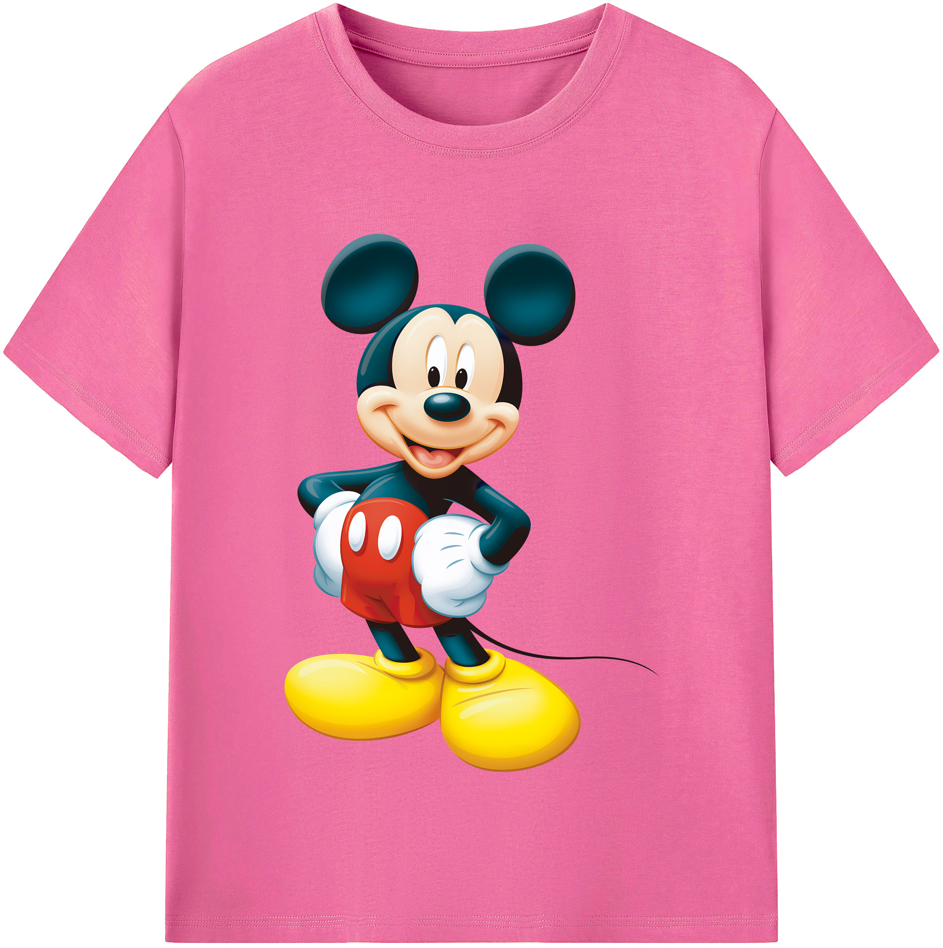 （画像用） ミッキーマウス Mickey Mouse レディースカジュアルプリントTシャツ（綿100％）